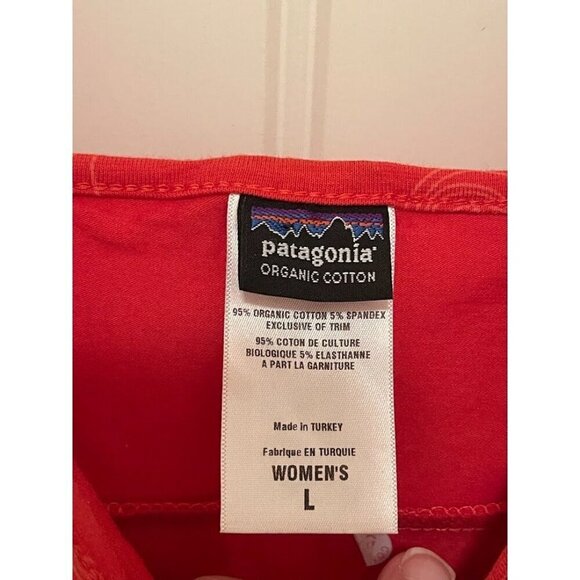 Patagonia Organic Cotton Orange/Red Floral‎ Mini Dress / Tunic women's sz L - Picture 3 of 13